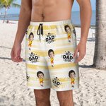 Personalised Face Photo Stripe Palm Leaf Quick Dry Swim Trunks with Mesh Brief Hawaii Party Beach Essential Holiday Gift for Dad Grandpa Men