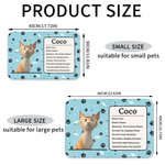 Personalized 3D Cartoon Cat Dog Paw Print Absorbent Pet Feeding Mat with Name Message and Waterproof Rubber Backing Birthday Gift for Pet Lovers
