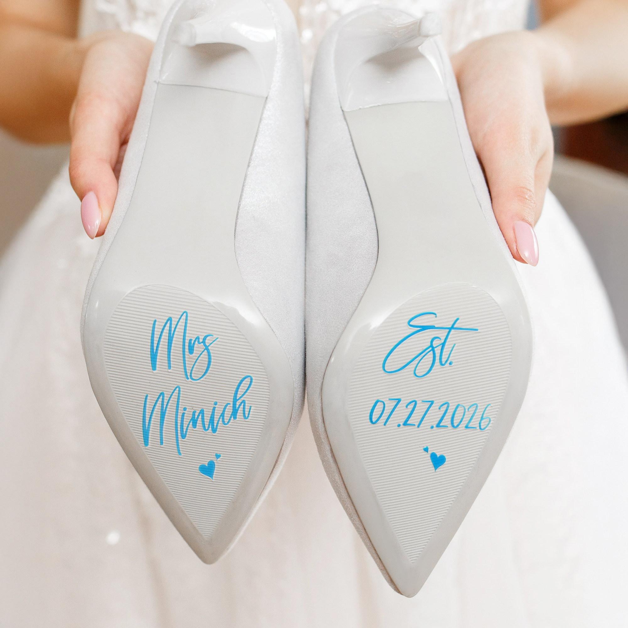 Autocollant personnalisé pour chaussures de mariage avec texte et date Décalque talon haut Cadeau d'anniversaire de mariage pour mariée Demoiselles d'honneur