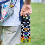 Bottiglia d'acqua per bambini isolata in acciaio inossidabile con manico e cannuccia Regalo di ritorno a scuola per ragazzi e ragazze