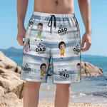Personalised Face Photo Stripe Palm Leaf Quick Dry Swim Trunks with Mesh Brief Hawaii Party Beach Essential Holiday Gift for Dad Grandpa Men