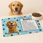 Personalized 3D Cartoon Cat Dog Paw Print Absorbent Pet Feeding Mat with Name Message and Waterproof Rubber Backing Birthday Gift for Pet Lovers