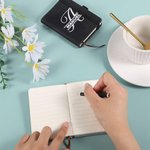 Cuaderno de bolsillo personalizada cuero de PU A7 con inicial floral y nombre accesorio de viaje regalo de fiestas para oficinistas y profesores