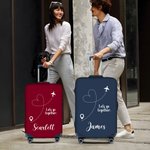 Personalized Love Airline Luggage Protective Cover Fits 18-32 Inches Suitcase with Name and Text Travel Essential Birthday Gift for Family Friend