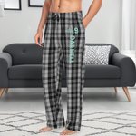 Personalisierte Plaid weichen Kordelzug Flanell Pyjama Hose mit Namen und Sport Zahl Jahrestag Geburtstag Geschenk für Paare Sportliebhaber