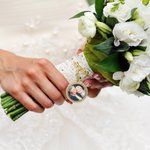 Gepersonaliseerde Boog Zirkoon Foto Kapel Broche Pin met Tekst Huwelijk Graduation Anniversary Gift voor Pasgetrouwden Afgestudeerden