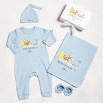 Personnalisé Classique Winnie l'Ourson 100% coton Chapeau Romper Couverture avec nom et boîte cadeau Cadeau de douche de bébé pour nouveau-né nouveaux parents