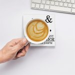 Personalised Mr. & Mrs. Set of 4 Square Ceramic Coasters with Name and Date Wedding Engagement Gift for Newlyweds Couple