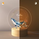 Personalisiertes Wal Seepferdchen Meerestiere LED-Nachtlicht mit Namen Holz-Basis Haus Dekoration Babyparty Geburtstag Geschenk für Jungen Mädchen