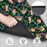 Personalisierte Flamingo Delphin Palme Anti-Rutsch Auto Fußmatte Satz von 4 Stück mit 1-3 Gesicht Fotos Geburtstagsgeschenk für Tierliebhaber Autobesitzer