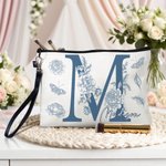 Personalizzato Design floreale iniziale Borsa per il trucco portatile con nome Viaggi quotidiani Conservazione Anniversario Regalo di compleanno per le donne