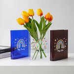 Personalised Thank You for Helping Me Grow Clear Book Vase with Name Room Decor Teacher's Day Appreciation Gift for Teachers Book Lovers