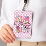 Personalized Cute Apple Pencil Initial PU Leather ID Badge Holder with Text Back to School Teacher's Day Appreciation Gift for Teacher