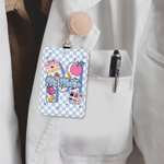 Personalized Cute Apple Pencil Initial PU Leather ID Badge Holder with Text Back to School Teacher's Day Appreciation Gift for Teacher