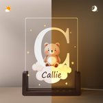 Personalisiertes Niedliches Wald Tier Acryl Wolke Stern LED-Nachtlicht mit Holz-Sockel Namen Initiale Geburtstag Kindertag Geschenk für Jungen Mädchen
