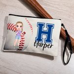 Sac de maquillage personnalisé avec nom et bracelet pour les sports de balle Cadeau d'anniversaire pour les femmes passionnées de sports de balle