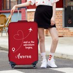 Personalized Love Airline Luggage Protective Cover Fits 18-32 Inches Suitcase with Name and Text Travel Essential Birthday Gift for Family Friend