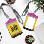 Personalized Apple Crayon Teacher PU Leather ID Badge Holder with Name and Lanyard Back to School Teacher's Day Appreciation Gift for Teacher