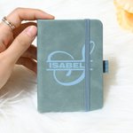 Cuaderno de bolsillo personalizada cuero de PU A7 con inicial floral y nombre accesorio de viaje regalo de fiestas para oficinistas y profesores
