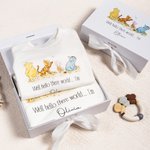 Personnalisé Classique Winnie l'Ourson 100% coton Chapeau Romper Couverture avec nom et boîte cadeau Cadeau de douche de bébé pour nouveau-né nouveaux parents