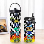 Bottiglia d'acqua per bambini isolata in acciaio inossidabile con manico e cannuccia Regalo di ritorno a scuola per ragazzi e ragazze