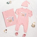 Personalized Classic Winnie the Pooh 100% Cotton Baby Romper Hat Blanket Outfit with Hamper Name Year Coming Home Baby Shower Gift for Newborn