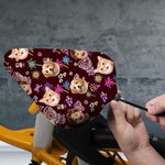 Personalized 1-3 Face Photos Fluorescent Pattern Adjustable Bicycle Seat Cover Birthday Anniversary Gift for Cycling Enthusiasts