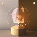 Veilleuse LED en Acrylique Personnalisée avec Nom et Initiale Style d'Ourson Cadeau Anniversaire pour Garçon et Fille