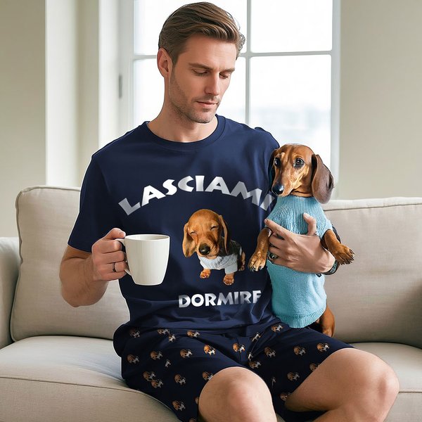 Set di pigiama personalizzato con cane gatto foto e testo maglietta e pantaloncini estate casa abbigliamento regalo di compleanno per uomini
