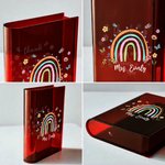 Personalised Thank You for Helping Me Grow Clear Book Vase with Name Room Decor Teacher's Day Appreciation Gift for Teachers Book Lovers