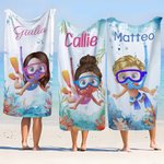 Asciugamano da spiaggia e borsa personalizzati con disegno subacqueo cartone animato asciugatura rapida vacanze estive regalo per ragazzi e ragazze