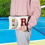 Sac de maquillage personnalisé avec nom et bracelet pour les sports de balle Cadeau d'anniversaire pour les femmes passionnées de sports de balle