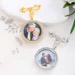Gepersonaliseerde Boog Zirkoon Foto Kapel Broche Pin met Tekst Huwelijk Graduation Anniversary Gift voor Pasgetrouwden Afgestudeerden