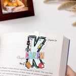 Personalized Doodle Art Name Apple Pencil Magnetic Bookmark Clips Graduation Back to School Gift for Teacher Book Lover