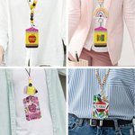 Personalized Apple Crayon Teacher PU Leather ID Badge Holder with Name and Lanyard Back to School Teacher's Day Appreciation Gift for Teacher