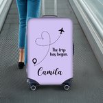 Personalized Love Airline Luggage Protective Cover Fits 18-32 Inches Suitcase with Name and Text Travel Essential Birthday Gift for Family Friend