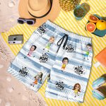 Personalised Face Photo Stripe Palm Leaf Quick Dry Swim Trunks with Mesh Brief Hawaii Party Beach Essential Holiday Gift for Dad Grandpa Men