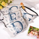 Personalizzato Design floreale iniziale Borsa per il trucco portatile con nome Viaggi quotidiani Conservazione Anniversario Regalo di compleanno per le donne