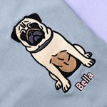 Personalised Multicolor Embroidered Dog Cat Pet Portrait Photo T-shirt Sweatshirt Hoodie with Name Birthday Holiday Gift for Family Friends Pet Lovers