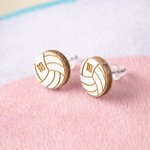 Gepersonaliseerde Volleybal Houten Stud Oorbellen met Gegraveerde Nummers Verjaardag Verjaardag Game Day Gift voor Volleyball spelers Teamgenoten