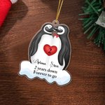 Personalized Couple Penguin Acrylic Hanging Ornament with Names Tree Decor Anniversary Gift for Couple