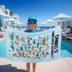 Personalisierte Dinosaurier Alphabet weiche schnell trocknende überdimensionale Strandtuch mit Namen Reise wesentliche Strand Party Geburtstag Jahrestag Geschenk für Kinder