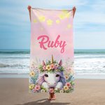 Henkilökohtainen Fantasy Unicorn Pilvet Kukka Nopea kuivua ylimitoitettu rantapyyhe nimi kesäloma tarvikkeet syntymäpäivälahja naisille tytöille