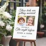 Personalized Childhood Photo Bride and Groom Wedding Welcome Sign with Names and Date Rehearsal Dinner Wedding Gift for Newlyweds Couples