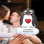 Personalized Couple Penguin Acrylic Hanging Ornament with Names Tree Decor Anniversary Gift for Couple