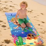 Henkilökohtainen söpö 3D Sukellus Kid Merieläinten nopea kuivuminen pehmeä ylisuuri rantapyyhe nimellä Kesäloma Beach Party Syntymäpäivälahja pojille tytöille