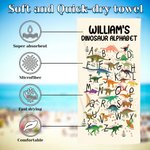 Personalisierte Dinosaurier Alphabet weiche schnell trocknende überdimensionale Strandtuch mit Namen Reise wesentliche Strand Party Geburtstag Jahrestag Geschenk für Kinder