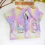 Personalised Fantasy Unicorn Oversized Soft Hooded Beach Towel with Name Initial Beach Party Travel Summer Vacation Birthday Gift for Girls