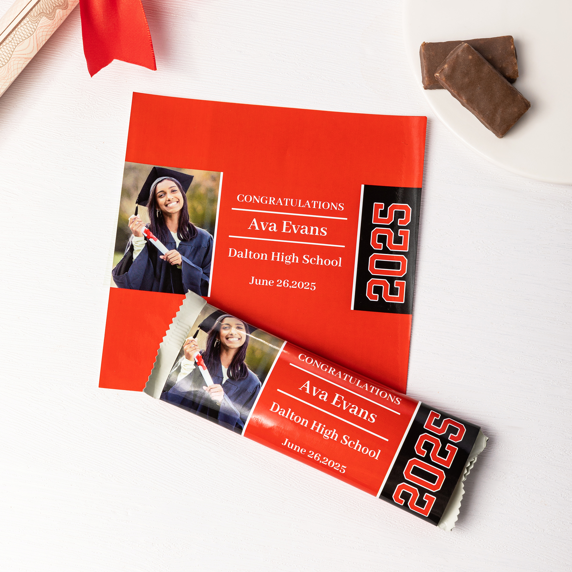 Emballage de bonbons personnalisé 2025 avec photo Cadeau de fin d'année pour les diplômés