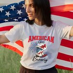 Personalized Star Flag Cowboy Boots Multicolor 100% Cotton Soft T-shirt with Name Patriotic 4th of July Independence Day Gift for Women